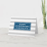 Blue Gray Stripes Anniversary Card