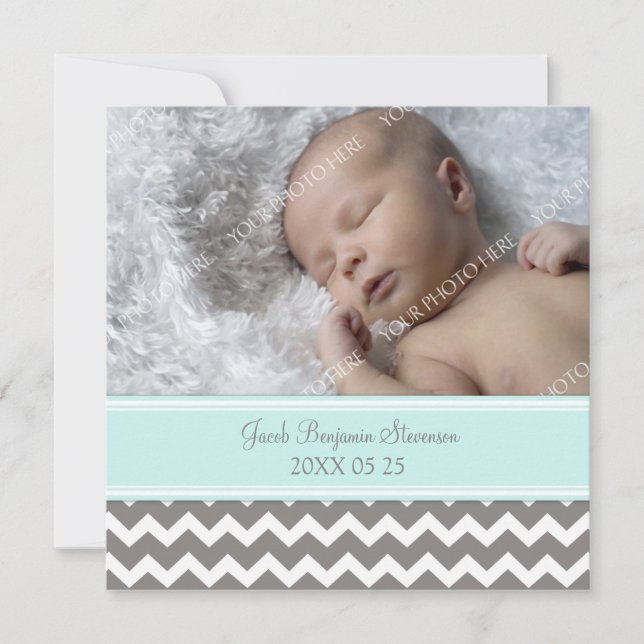 Blue Gray Template New Baby Birth Ankündigung (Vorderseite)