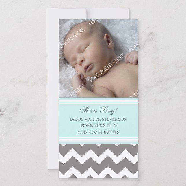 Blue Gray Template New Baby Birth Ankündigung (Vorderseite)