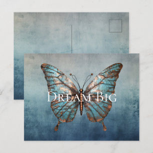 Blue Gray Texture Butterfly Postkarte