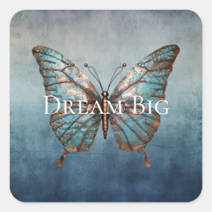 Blue Gray Texture Butterfly Quadratischer Aufkleber