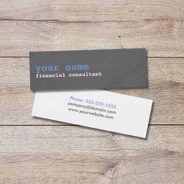Blue Gray Textured Consultant Business Card Mini Visitenkarte (Von Creator hochgeladen)