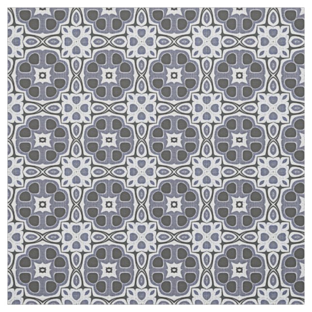 Blue Gray Violet Floral Bali Batik Muster Stoff (Muster)