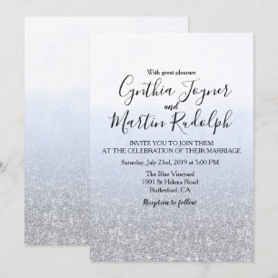 Blue Gray Watercolor Einladung zur Hochzeit