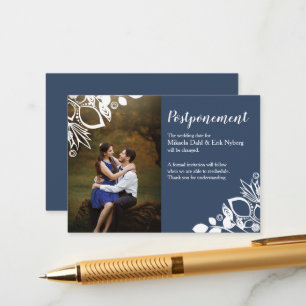 Blue Gray Wedding Postponement Card Hinweiskarte
