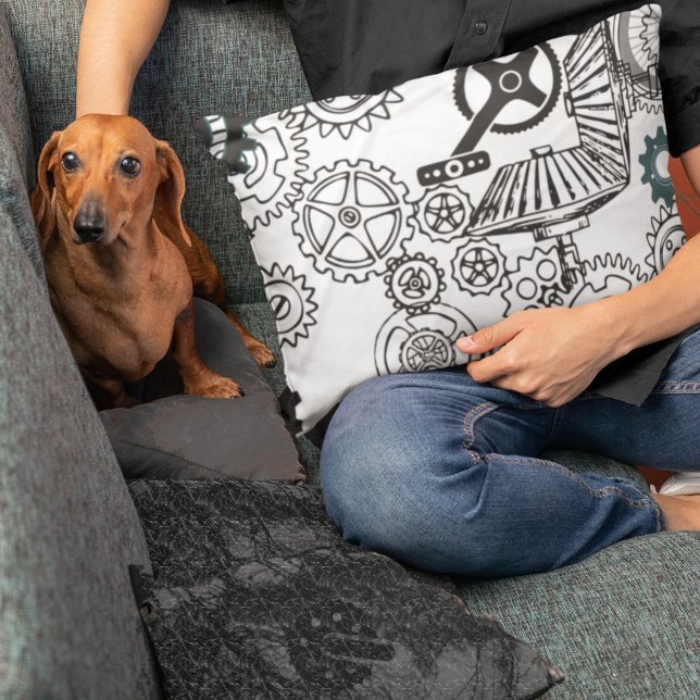 Blue Gray White Gears Steampunk Boys Dekoration Fl Dekokissen (Von Creator hochgeladen)