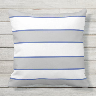 Blue Gray White Nautical Elegante Moderne Streifen Kissen