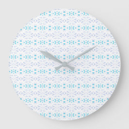 Blue Gray White Pastel Deko Pattern Baby Kinderzim Große Wanduhr