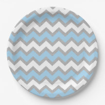 Blue Gray White Zickzack Babydusche Dekoration