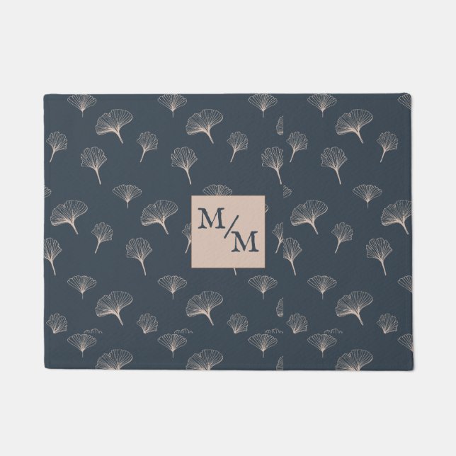 Blue Gray Wrotish Iron Gingko Fußmatte (Vorderseite)