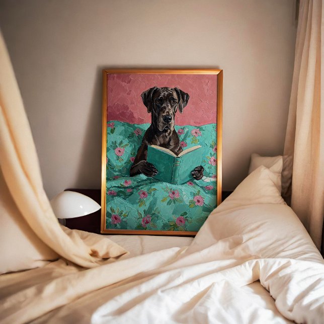 Blue Great Dane Hund lesen ein Buchposter drucken Poster (Von Creator hochgeladen)