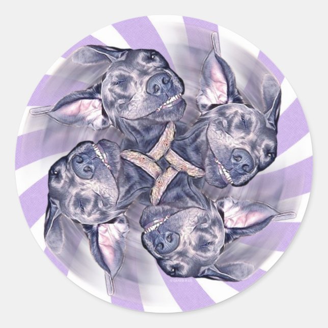 Blue Great Dane Pinwheel Stickers (Vorderseite)