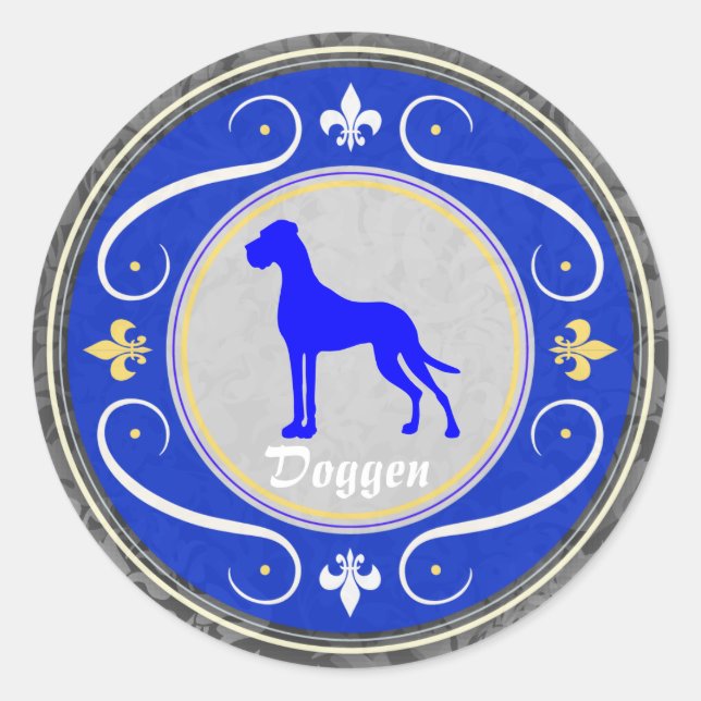 Blue Great Dane Runder Aufkleber (Vorderseite)