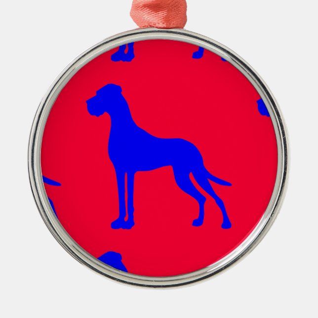 Blue Great Dane Silbernes Ornament (Vorne)