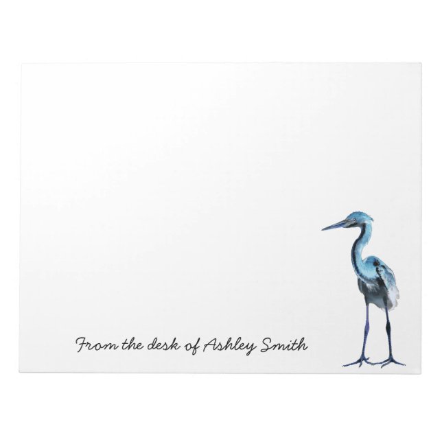 Blue Great Heron/Personalisiert Notizblock (Vorderseite)