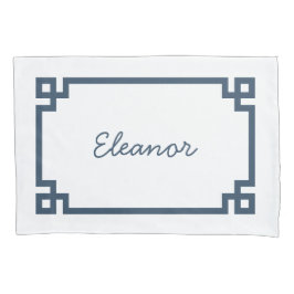 Blue Greece Key Monogram Standard Pillow Case Kissenbezug