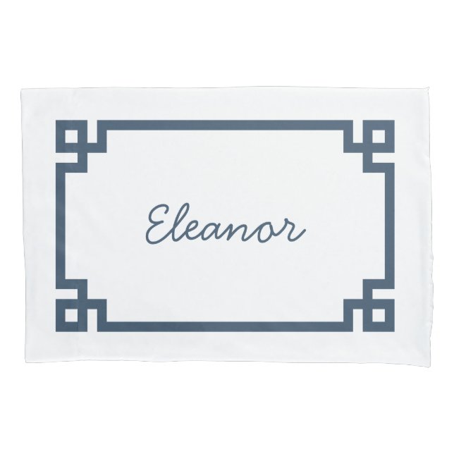 Blue Greece Key Monogram Standard Pillow Case Kissenbezug (Vorderseite)