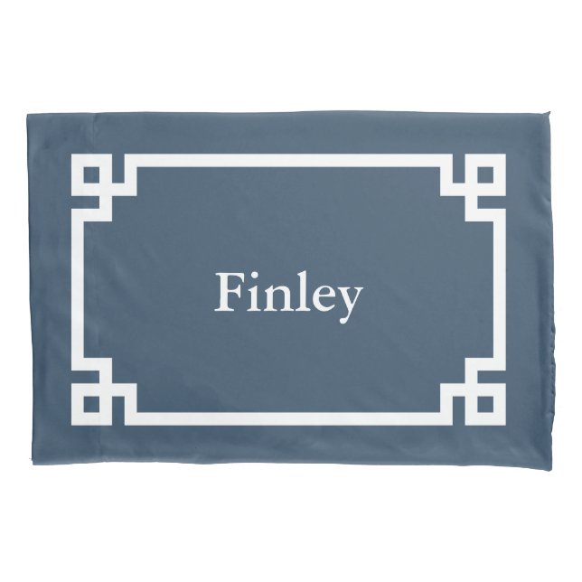 Blue Greece Key Monogram Standard Pillow Case Kissenbezug (Vorderseite)