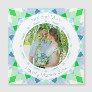Blue Green 4. Wedding Anniversary Keepake-Geschenk Magnetkarte