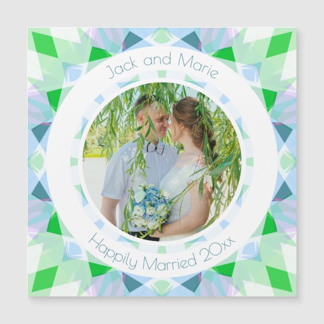 Blue Green 4. Wedding Anniversary Keepake-Geschenk Magnetkarte (Vorderseite)