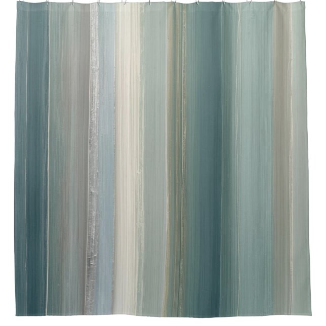 Blue Green Abstract Coastal Stripe Duschvorhang (Vorderseite)