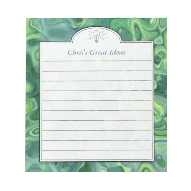 Blue Green Abstrakt Art Custom Idea List Notizblock (Vorderseite)