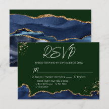 Blue & Green Agate Wedding RSVP
