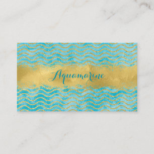 Blue Green and Gold Waves Ocean Business Card Visitenkarte
