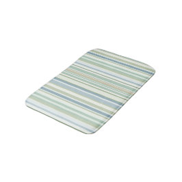 Blue Green and white stripes Badematte