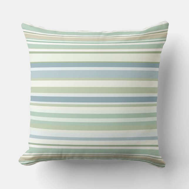 Blue Green and white stripes Kissen (Vorderseite)
