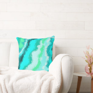 Blue Green Aqua Painterly Scumbled Kissen