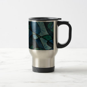 Blue Green Aquamarin Digital verkettet Glas Abstra Reisebecher