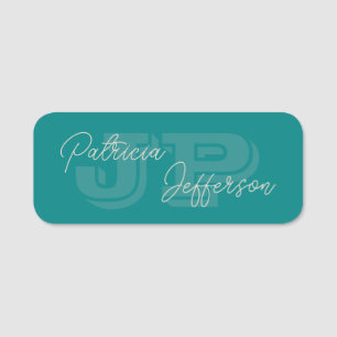 Blue Green Aquamarin Monogram & Handgeschriebene K Namensschild
