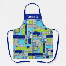 Blue Green Art Deco Hartglas