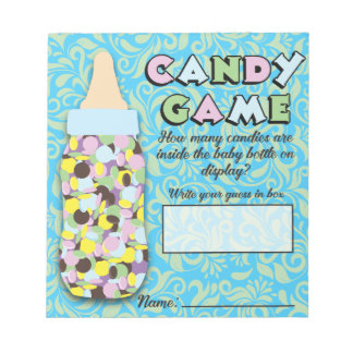 Blue & Green Baby Flasche Candy Guessing Game Notizblock