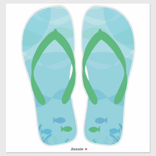 Blue Green Beachy Flip Flops Beach Sandals Aufkleber (Blatt)