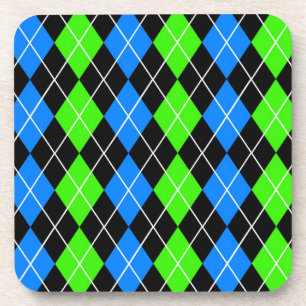 Blue Green Black Raute Diamond Design Getränkeuntersetzer