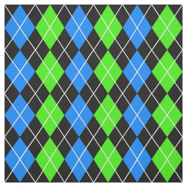 Blue Green Black Raute Diamond Design Stoff (Muster)