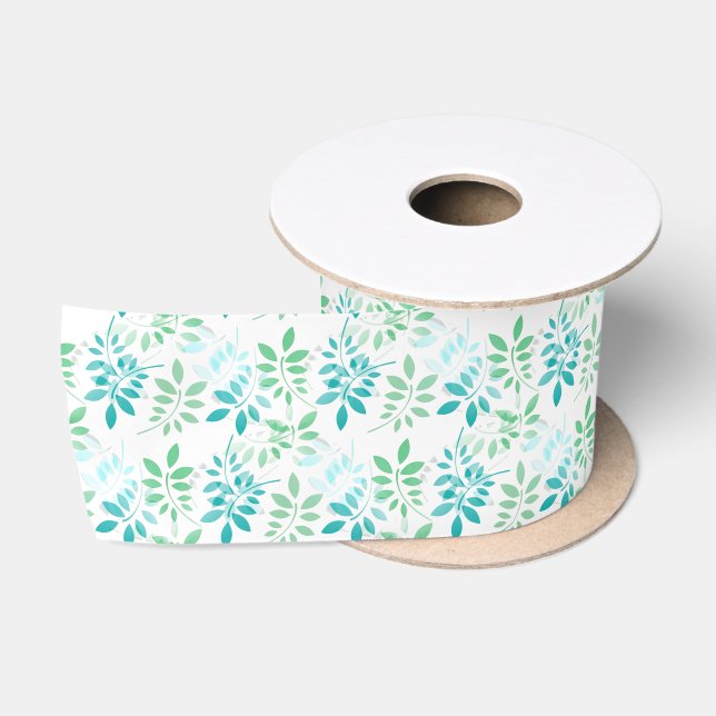 Blue Green Blätter Satin Ribbon Satinband (Spule)