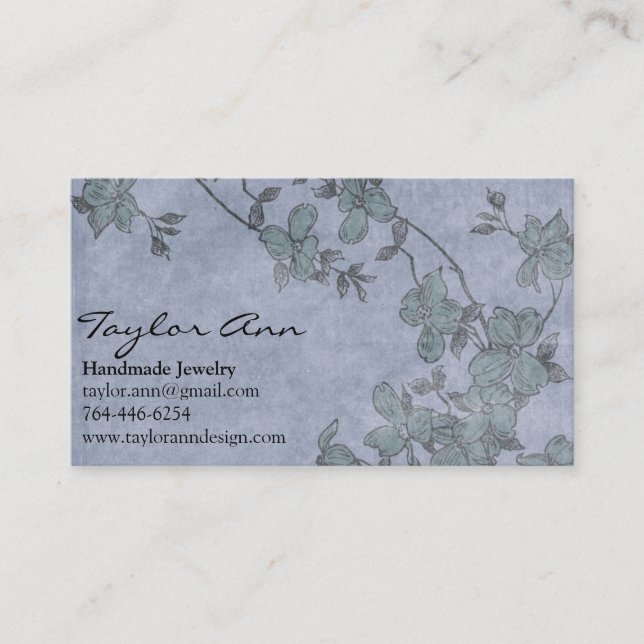 Blue & Green Blume Business Card Visitenkarte (Vorderseite)