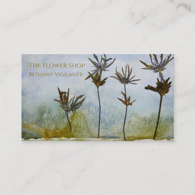 Blue Green Blume Business Card Visitenkarte (Vorderseite)