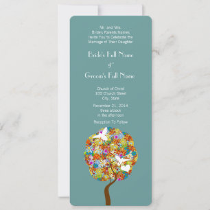Blue Green Blume und Bienen Einladung zum Hochzeit