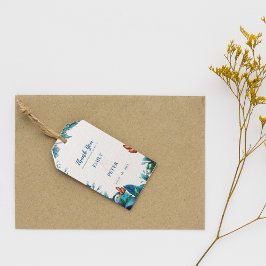 Blue Green Botanical Butterfly Wedding Favor Geschenkanhänger