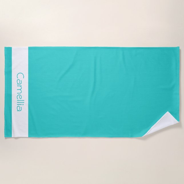 Blue Green Bridesmaids Names Calligraphy Elegant Strandtuch (Vorderseite)