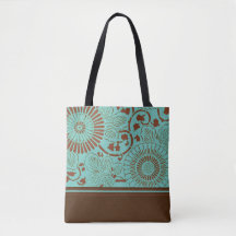 Blue Green & Brown Blume Medallion (v1) Tote Bag
