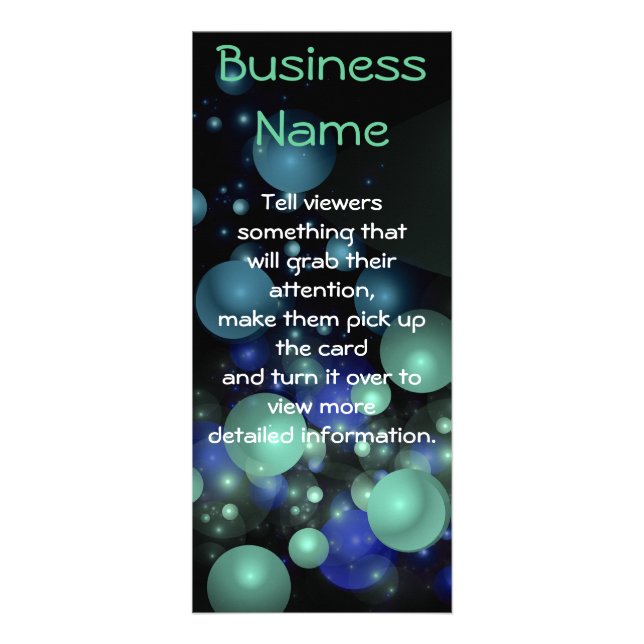Blue Green Bubbles Abstract Custom Business Werbekarte (Vorne)