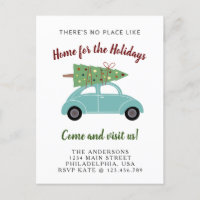 Blue Green Car mit Weihnachtsbaumwanderung