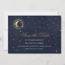 Blue Green Celestial Quinceañera Save the Date