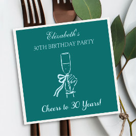 Blue & Green Cheers bis 30 Jahre Geburtstag Napkin Serviette