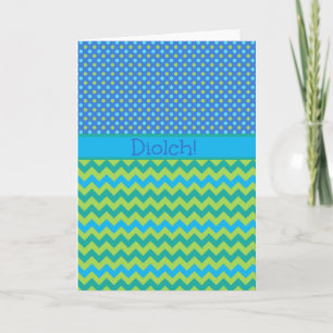 Blue Green Chevrons Dankeschön-Karte: Walisischer  Dankeskarte